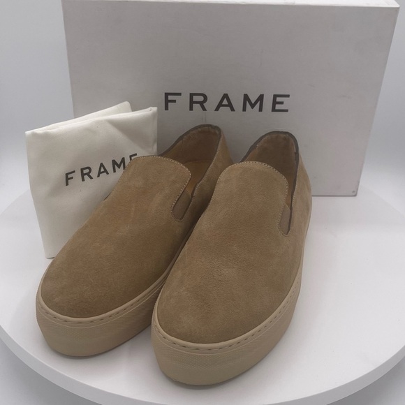 FRAME LE REN SUEDE SLIP ON SNEAKERS  SIZE 38.5 or 8  COLOR TAN NWT - Picture 7 of 11